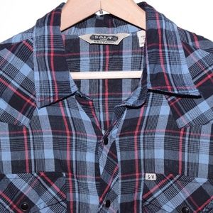 SALT VALLEY WESTERN Medium Blue Red Plaid